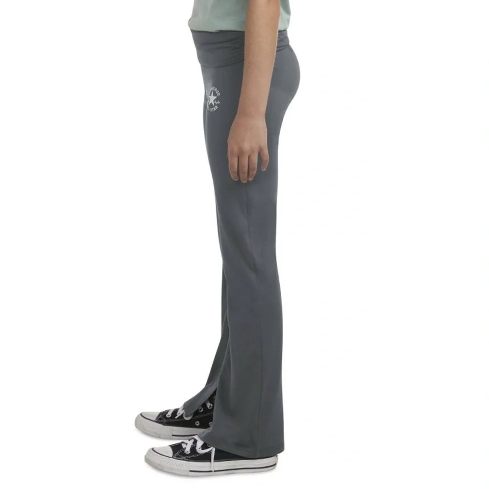XS Converse Girls’ Fold Over Flare Leggings Grey